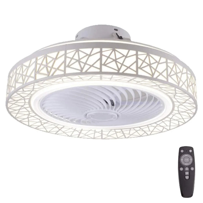 Nordic Hollow Out LED Ceiling Light 3 Speeds Adjustable Remote Control Fan for Living Room Bedroom - White - 1