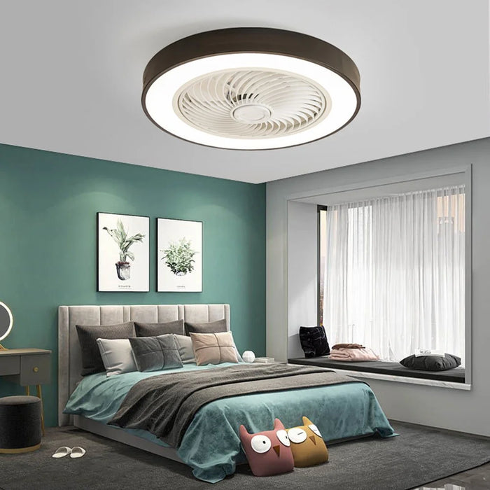 Modern LED Ceiling Light for Living Room Dining Room 3 Speeds Adjustable Ultra Thin Fan with Remote Control - Black - 2