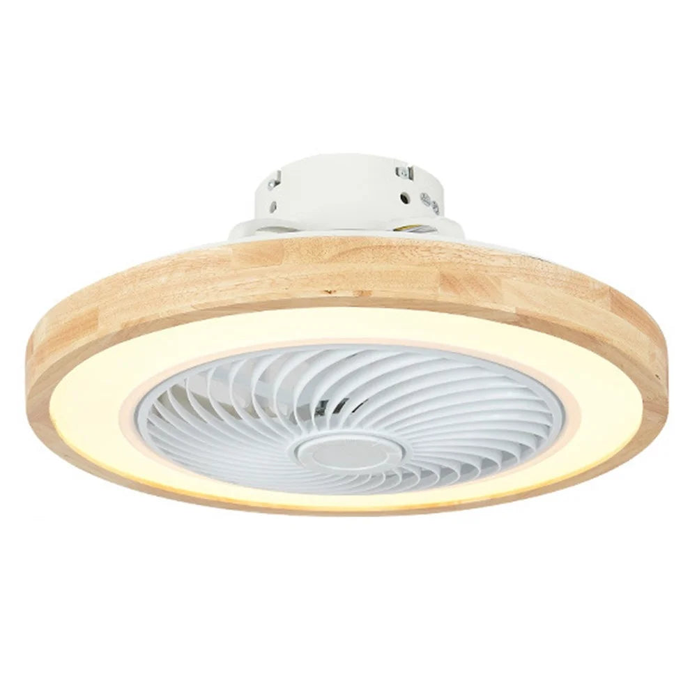 220V Solid Wood Ceiling Fan Light Stepless Dimming Modern LED Lamp for Bedroom Kids Room, Remote + APP Control - 1