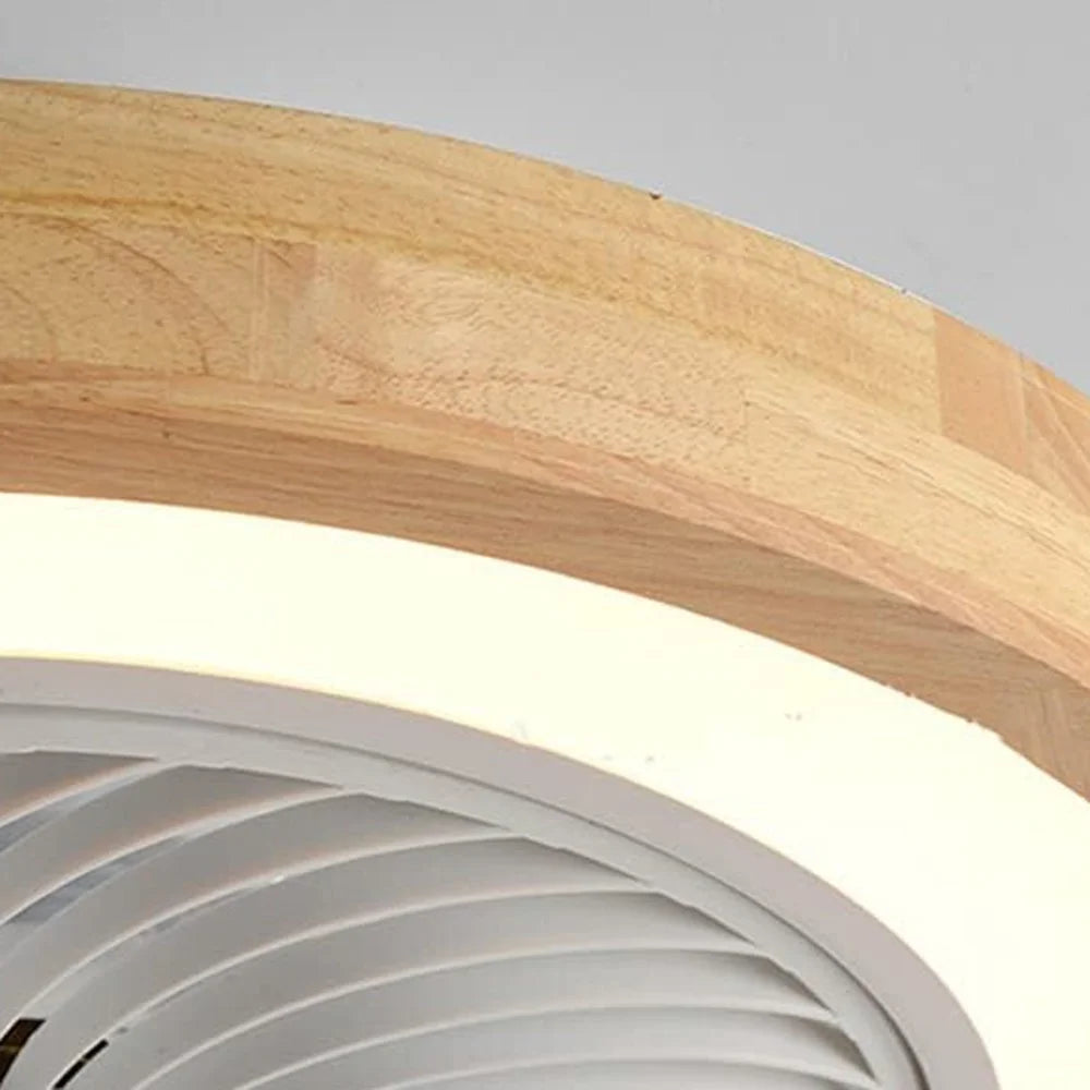 220V Dual Ring Solid Wood Ceiling Fan Light Stepless Dimming Modern LED Lamp for Bedroom Kids Room, Remote + APP Control - 7