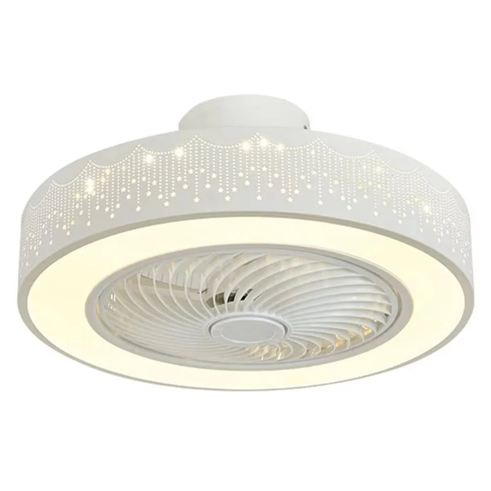 220V White Wood Ceiling Fan Light Stepless Dimming Modern LED Lamp for Bedroom Kids Room, Remote + APP Control - 1