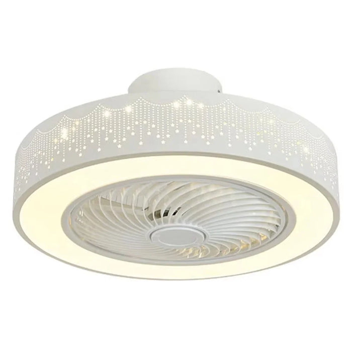 220V White Wood Ceiling Fan Light Stepless Dimming Modern LED Lamp for Bedroom Kids Room, Remote + APP Control - 1
