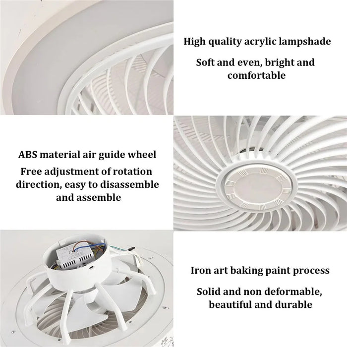 220V White Wood Ceiling Fan Light Stepless Dimming Modern LED Lamp for Bedroom Kids Room, Remote + APP Control - 3