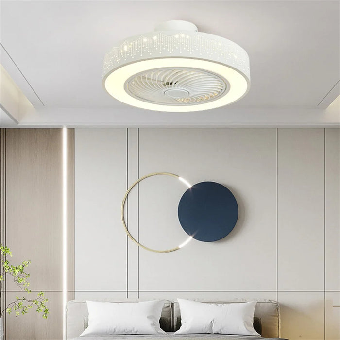 220V White Wood Ceiling Fan Light Stepless Dimming Modern LED Lamp for Bedroom Kids Room, Remote + APP Control - 5