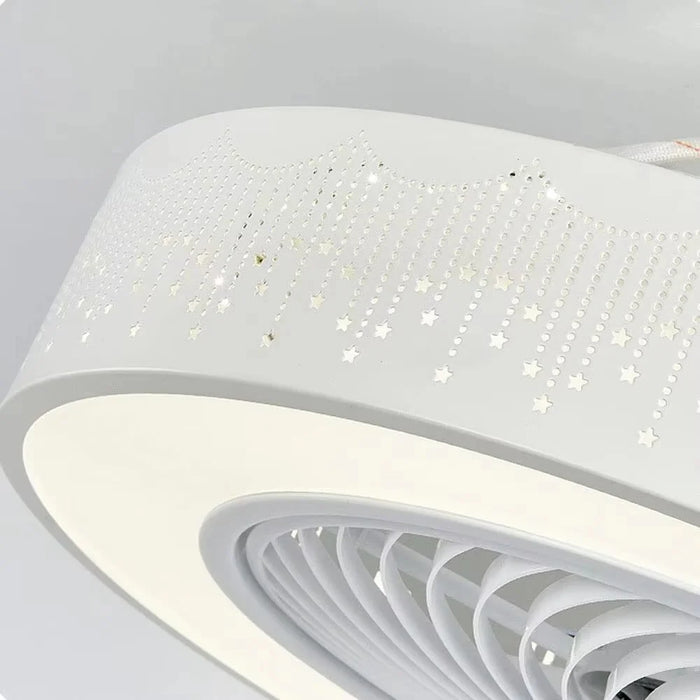 220V White Wood Ceiling Fan Light Stepless Dimming Modern LED Lamp for Bedroom Kids Room, Remote + APP Control - 6