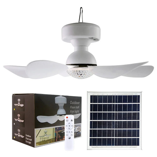 3 Levels Dimmable Solar Powered Fan Light for Outdoor Camping Remote Control Hanging Ceiling Fan - 1