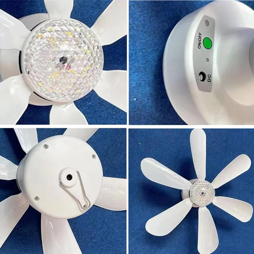3 Levels Dimmable Solar Powered Fan Light for Outdoor Camping Remote Control Hanging Ceiling Fan - 6