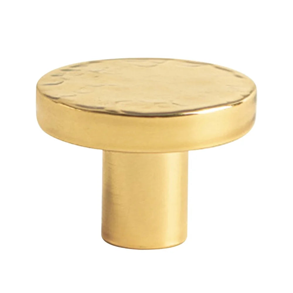 Size M Brass French Cabinet Pull 6134 Hammered Texture Wardrobe Handle Drawer Knob Single Hole, 25 x 20mm - Gold - 1