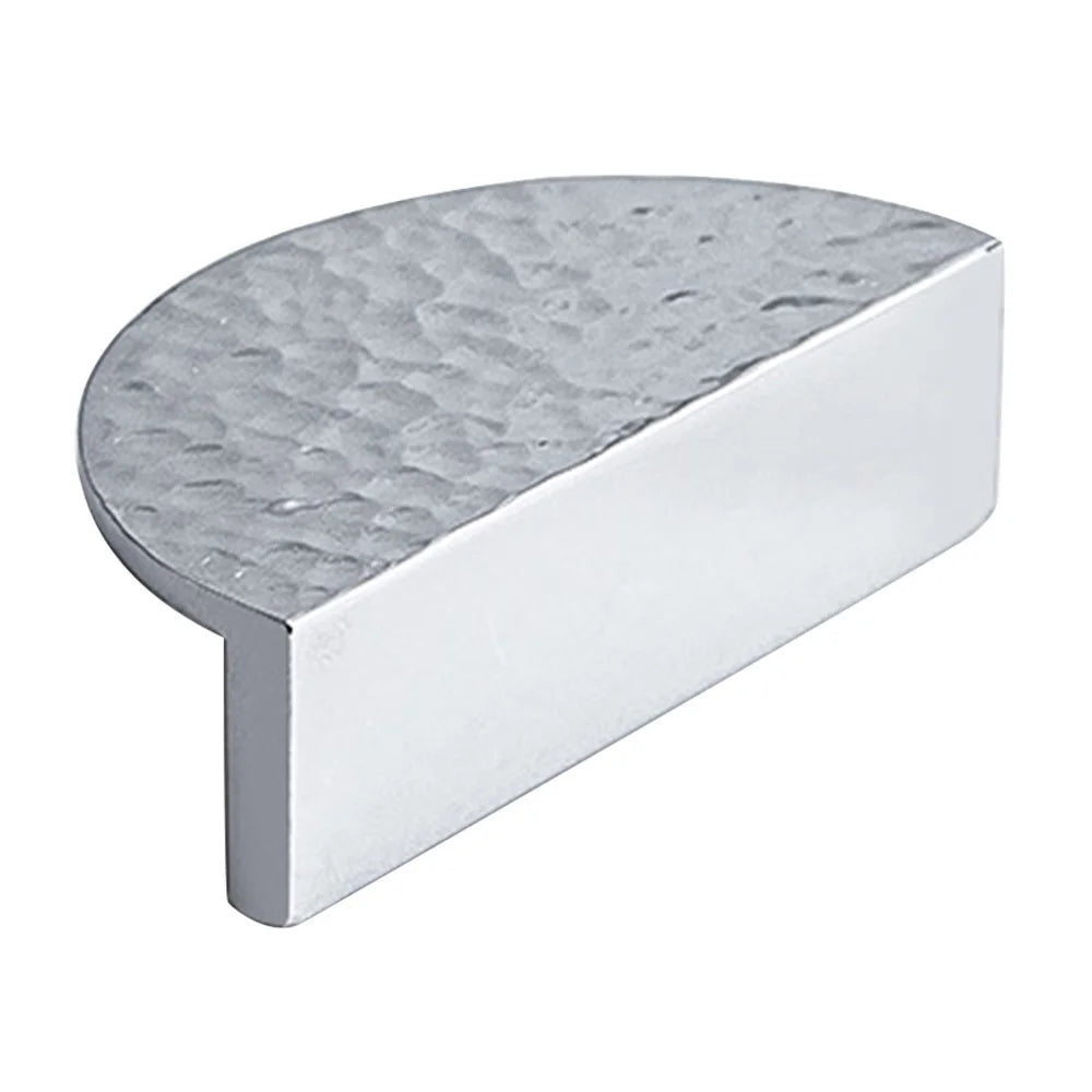 Brass Handles for French Cabinet 9013 Hammered Textured Wardrobe Pulls Drawer Knobs Single Hole - Bright Chrome - 1