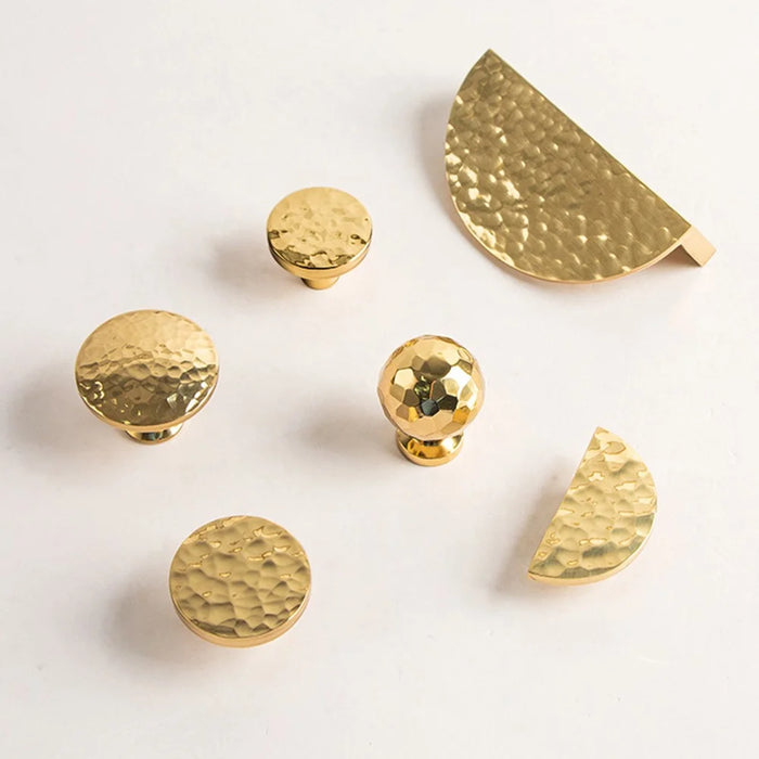 Brass Handles for French Cabinet 9013 Hammered Textured Wardrobe Pulls Drawer Knobs Single Hole - Bright Chrome - 3