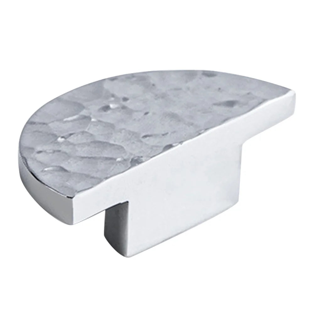 Brass French Cabinet Pull 9037 Hammered Textured Wardrobe Handle Drawer Pull Single Hole - Bright Chrome - 1