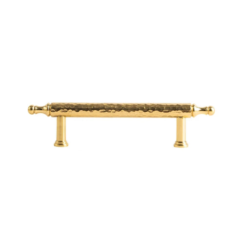 Brass French Cabinet Pull, 96mm Hole Center 6167 Hammered Texture Wardrobe Drawer Handle - Gold - 1