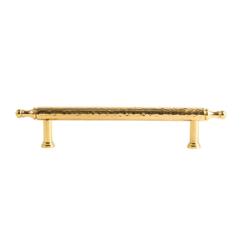 Brass French Cabinet Handles, 128mm Hole Center 6167 Hammered Texture Wardrobe Drawer Pulls - Gold - 1