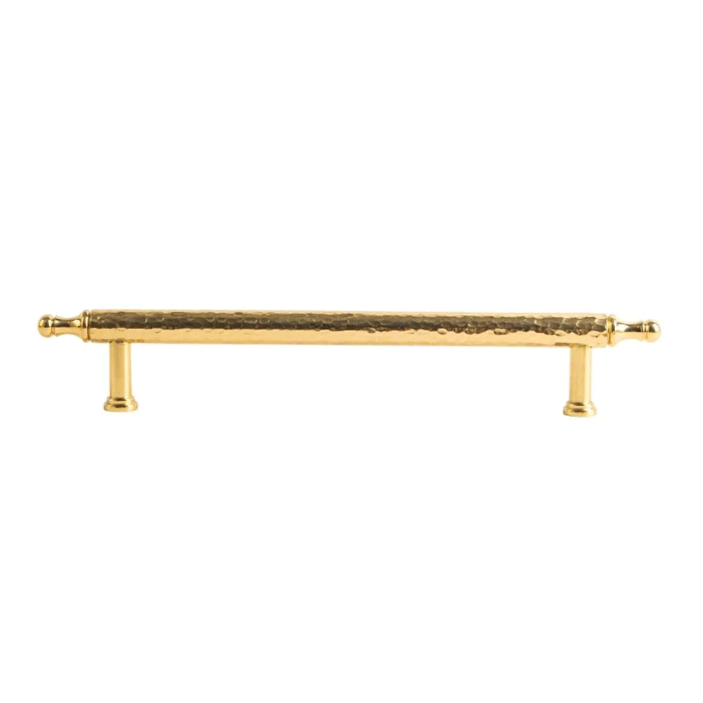 Brass French Cabinet Handles 160mm Hole Center 6167 Hammered Drawer Pulls for Wardrobe - Gold - 1