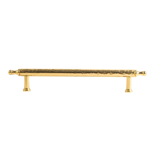 Brass French Cabinet Handles 160mm Hole Center 6167 Hammered Drawer Pulls for Wardrobe - Gold - 1
