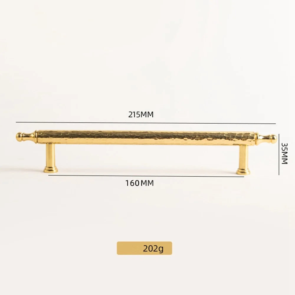 Brass French Cabinet Handles 160mm Hole Center 6167 Hammered Drawer Pulls for Wardrobe - Gold - 4