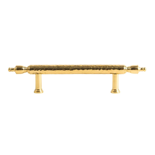 Brass French Cabinet Handles 96mm Hole Centers 6168 Hammered Textured Wardrobe Pulls Drawer Pulls - Gold - 1