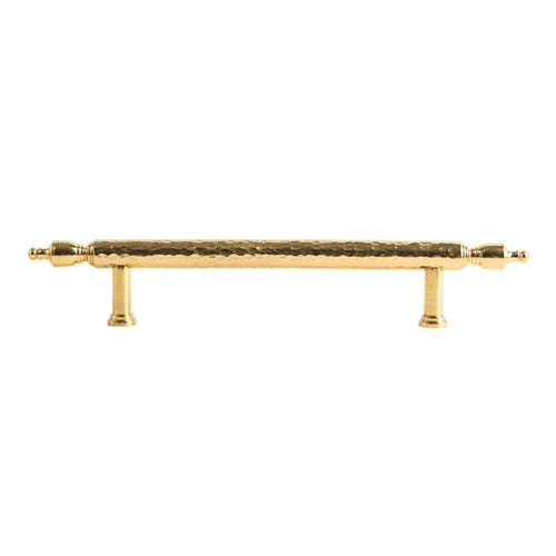 Brass French Cabinet Handles 128mm Hole Center 6168 Hammered Pattern Wardrobe Drawer Pulls - Gold - 1