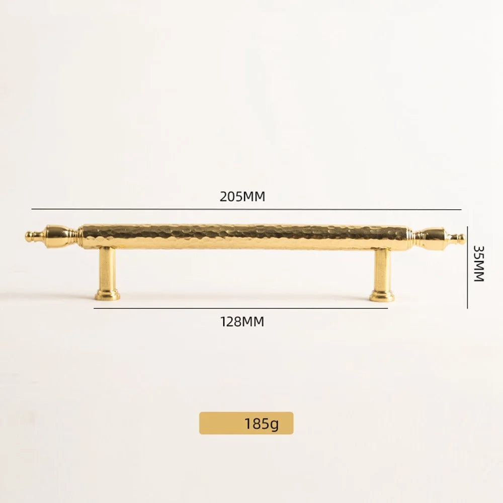 Brass French Cabinet Handles 128mm Hole Center 6168 Hammered Pattern Wardrobe Drawer Pulls - Gold - 5