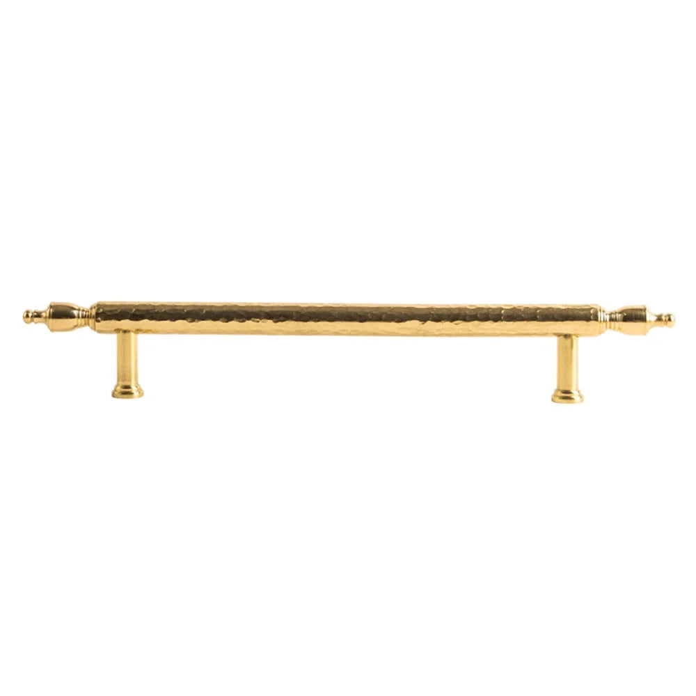 Brass French Cabinet Handles 160mm Hole Centers 6168 Hammered Texture Pulls for Wardrobe, Drawer - Gold - 1