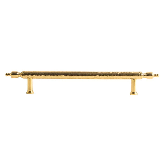 Brass French Cabinet Handles 160mm Hole Centers 6168 Hammered Texture Pulls for Wardrobe, Drawer - Gold - 1