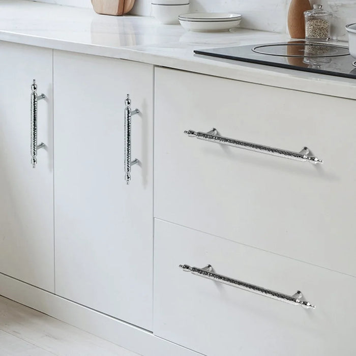 Brass French Cabinet Handles 160mm Hole Centers 6168 Hammered Texture Pulls for Wardrobe, Drawer - Gold - 4