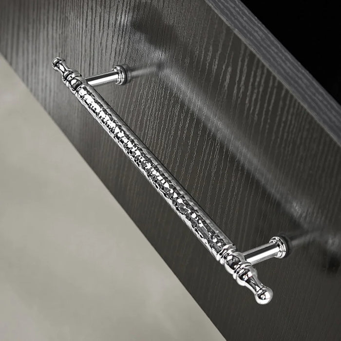 Brass French Cabinet Handles 96mm Hole Centers 6169 Hammered Texture Pulls for Wardrobe Drawer - Gold - 5