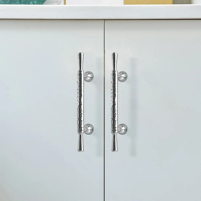 Brass French Cabinet Handles 96mm Hole Centers 6169 Hammered Texture Pulls for Wardrobe Drawer - Gold - 7