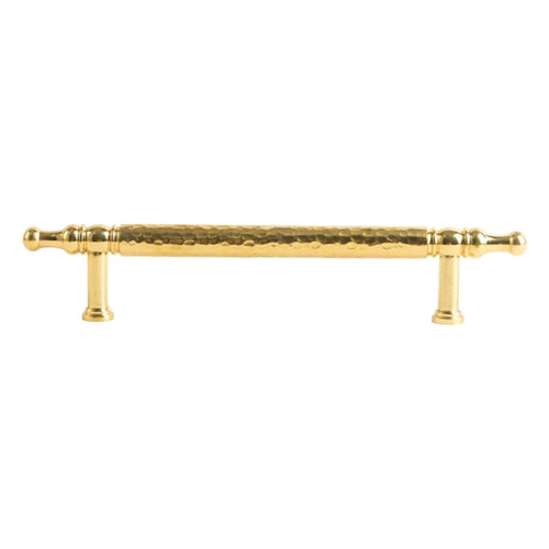 Brass French Cabinet Handles 128mm Hole Center 6169 Hammered Texture Wardrobe Drawer Pulls - Gold - 1