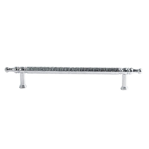 Brass French Cabinet Handles 160mm Hole Centers 6169 Hammered Texture Pulls for Wardrobe, Drawer - Bright Chrome - 1