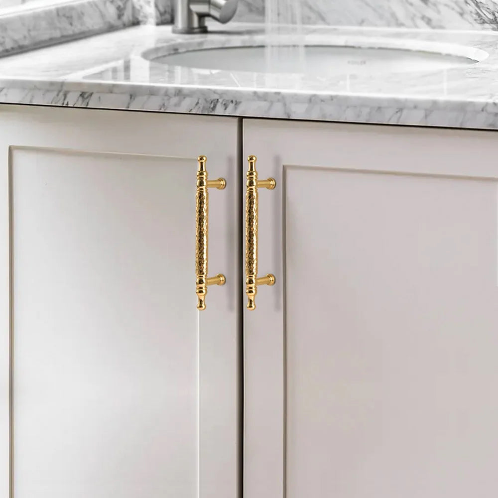 Brass French Cabinet Handles 160mm Hole Centers 6169 Hammered Texture Pulls for Wardrobe, Drawer - Bright Chrome - 7