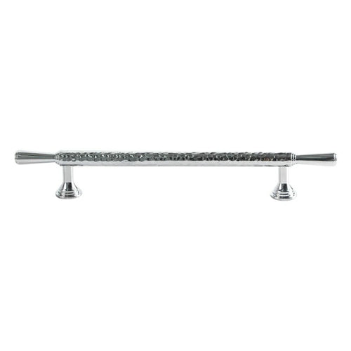 Brass French Cabinet Handles 9074 Hammered Textured 160mm Hole Center Wardrobe Drawer Pulls - Bright Chrome - 1