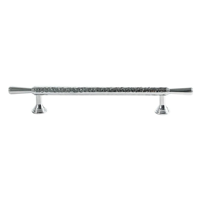 Brass French Cabinet Handles 9074 Hammered Textured 160mm Hole Center Wardrobe Drawer Pulls - Bright Chrome - 1