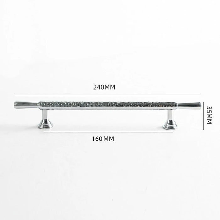 Brass French Cabinet Handles 9074 Hammered Textured 160mm Hole Center Wardrobe Drawer Pulls - Bright Chrome - 4