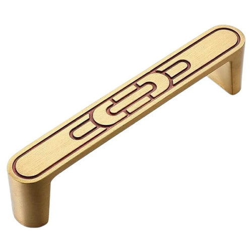 New Chinese-Style Brass Drawer Pull Handles, 96mm Hole Center for Cabinet Wardrobe Dresser Furniture - Gold - 1