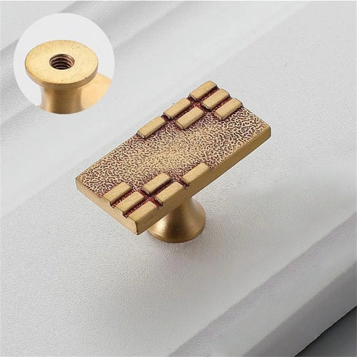 New Chinese-Style Brass Drawer Pulls Single Hole Handles for Wardrobe, Cabinet Furniture Hardware - Gold - 1
