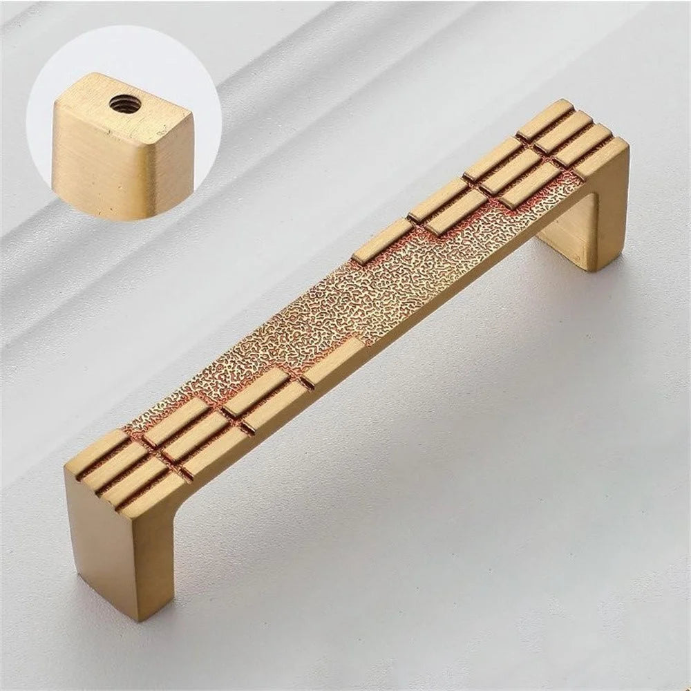 New Chinese Style Brass Drawer Pull 96mm Hole Centers C-Shaped Handle for Cabinet Wardrobe Cupboard - Gold - 1