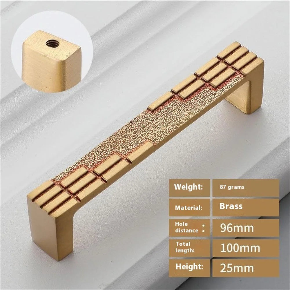 New Chinese Style Brass Drawer Pull 96mm Hole Centers C-Shaped Handle for Cabinet Wardrobe Cupboard - Gold - 2