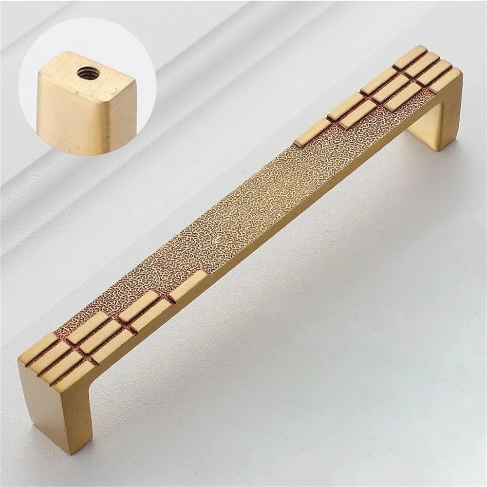 New Chinese Style Brass Drawer Pull 128mm Hole Centers C-Shaped Handle for Cabinet Wardrobe Cupboard - Gold - 1