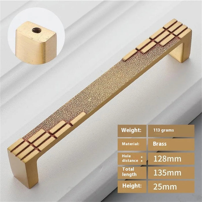 New Chinese Style Brass Drawer Pull 128mm Hole Centers C-Shaped Handle for Cabinet Wardrobe Cupboard - Gold - 2