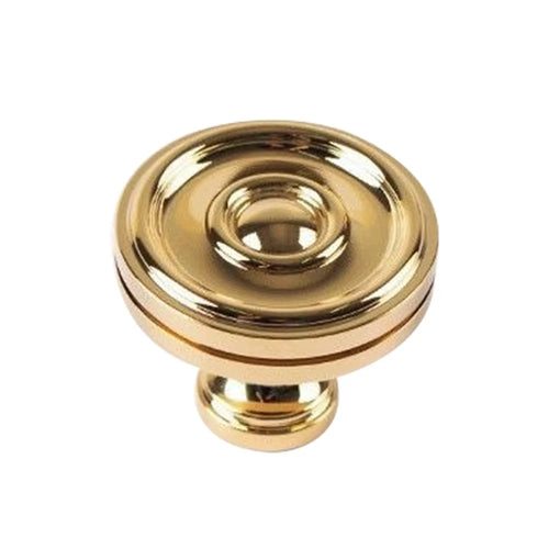 Brass Cabinet Knob Vintage Single Hole Drawer Pull Handles for Cupboard Wardrobe Dresser - Bright Gold - 1