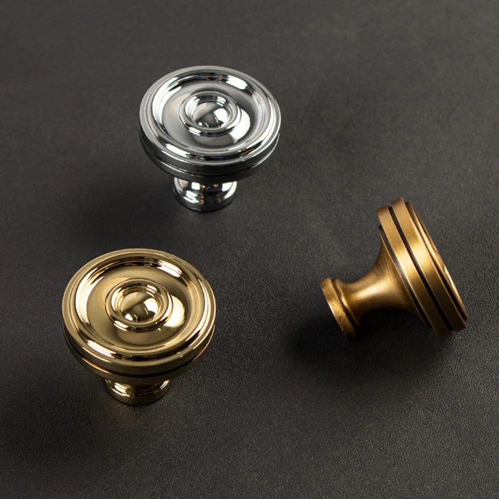 Brass Cabinet Knob Vintage Single Hole Drawer Pull Handles for Cupboard Wardrobe Dresser - Bright Gold - 4