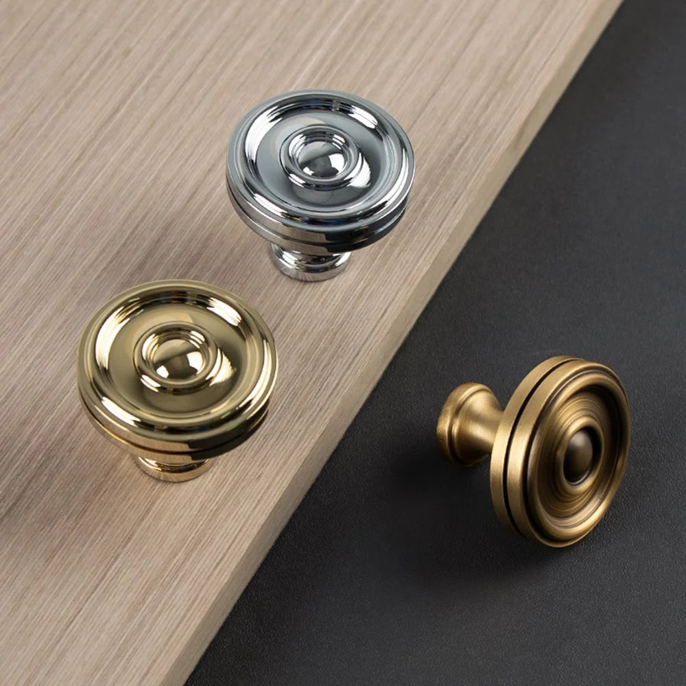 Brass Cabinet Knob Vintage Single Hole Drawer Pull Handles for Cupboard Wardrobe Dresser - Bright Gold - 5