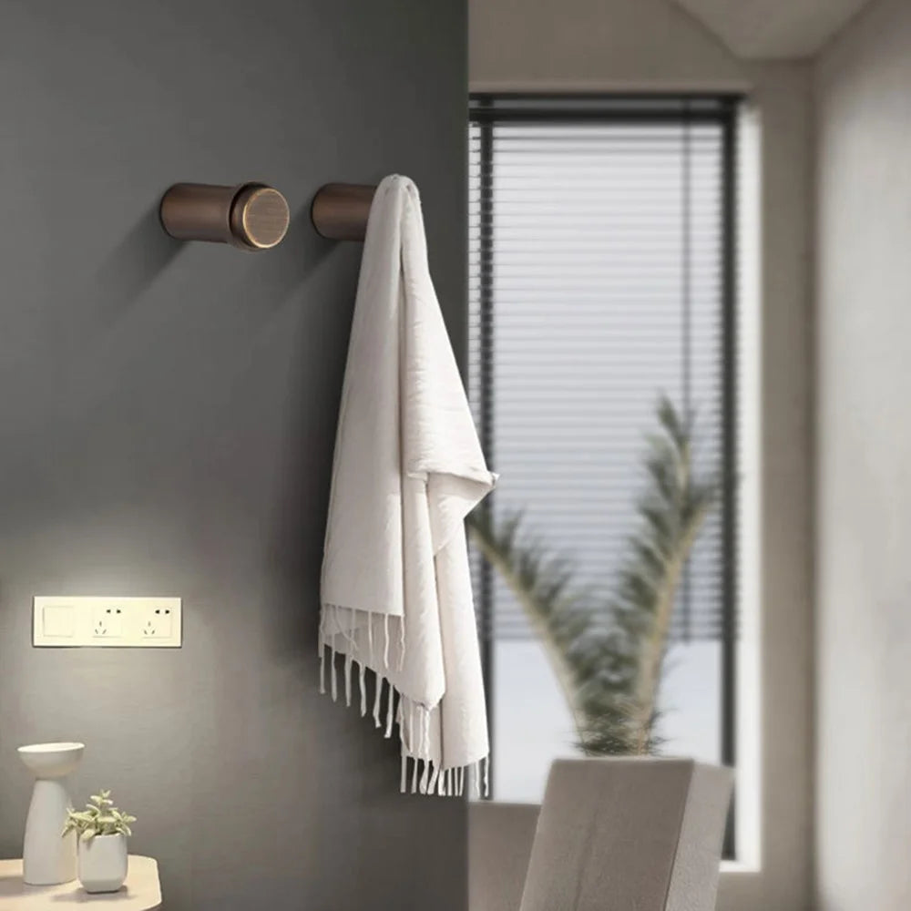 YG-002 Brass Wall Mounted Hook 20 x 45mm Round Coat Hanger for Hallway Bedroom Bathroom - Coffee - 2