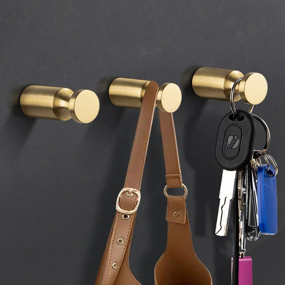 YG-005 Brushed Brass Wall Mounted Hooks 20 x 50mm Round Coat Hangers for Hallway Bedroom Bathroom - Bronze - 2