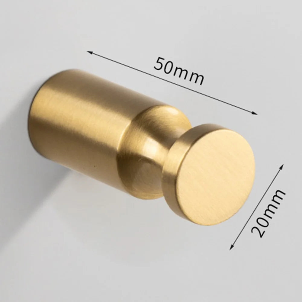YG-005 Brushed Brass Wall Mounted Hooks 20 x 50mm Round Coat Hangers for Hallway Bedroom Bathroom - Bronze - 3
