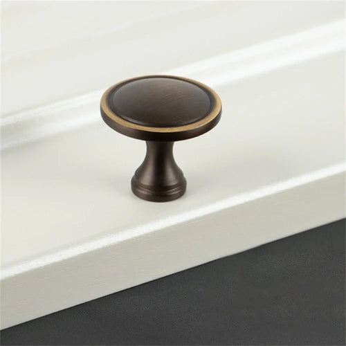 BR02 Solid Brass Cabinet Pull Handles 30 x 33mm Drawer Wardrobe Knobs, Single Hole - Coffee  /  Bronze - 1