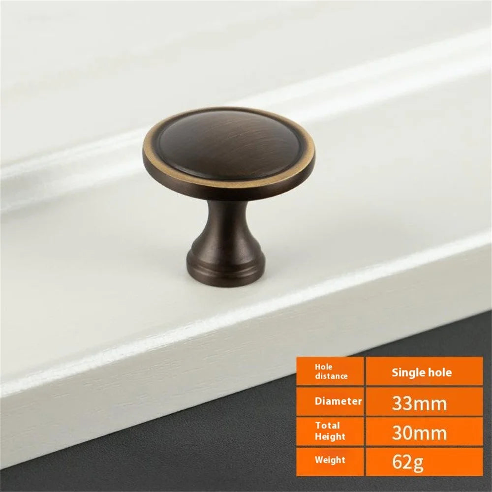 BR02 Solid Brass Cabinet Pull Handles 30 x 33mm Drawer Wardrobe Knobs, Single Hole - Coffee  /  Bronze - 2