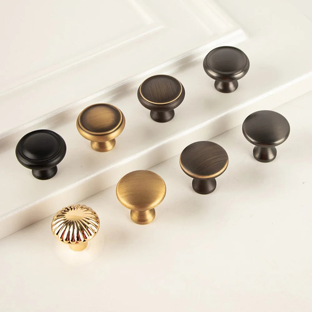 BR02 Solid Brass Cabinet Pull Handles 30 x 33mm Drawer Wardrobe Knobs, Single Hole - Coffee  /  Bronze - 3