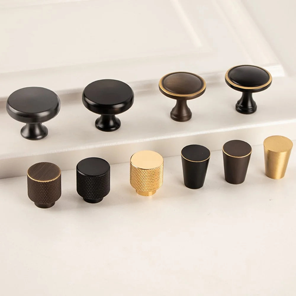 BR02 Solid Brass Cabinet Pull Handles 30 x 33mm Drawer Wardrobe Knobs, Single Hole - Coffee  /  Bronze - 4